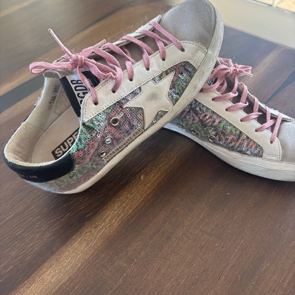Golden Goose Shoes - Golden Goose Womens Sneakers with Pink Laces and Star Detail